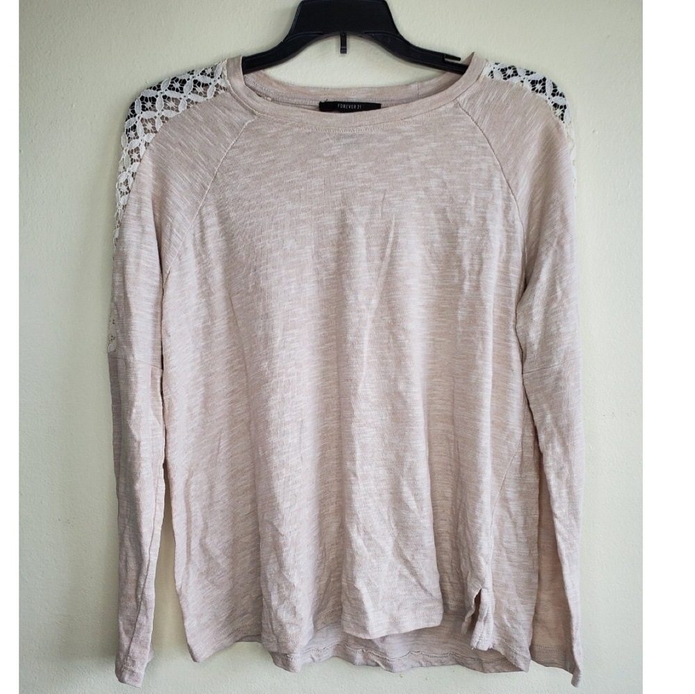 2/$7 Forever 21 Ivory Lace Detail Top